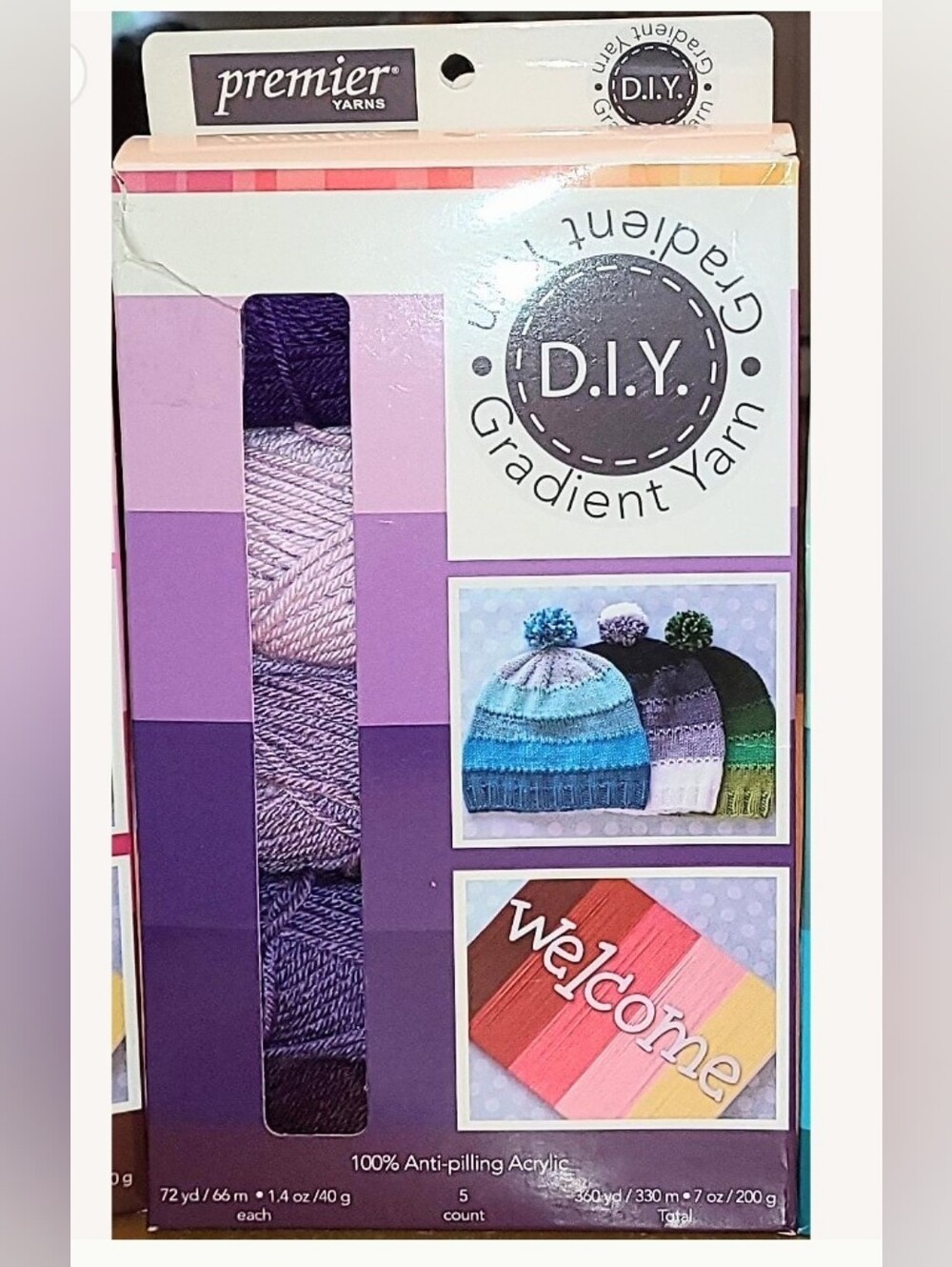 Premier Gradient Yarn PURPLE Box NEW  knit crochet hat & mittens set or scarf